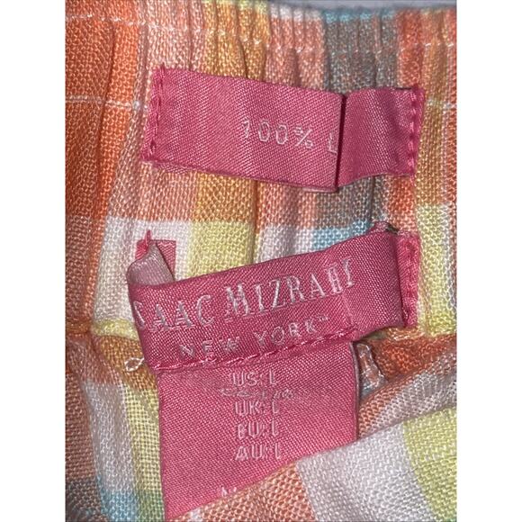 Issac Mizrahi Plaid 100% Linen Shorts Large Womens Pull On Elastic Waist Pockets - Picture 4 of 6